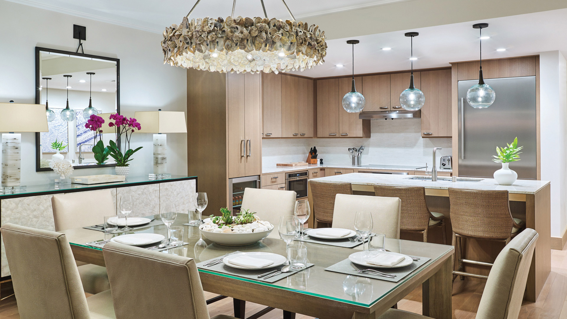 Maliula dining room and kitchen - Beachfront home for sale in Kauai, Hawaii
